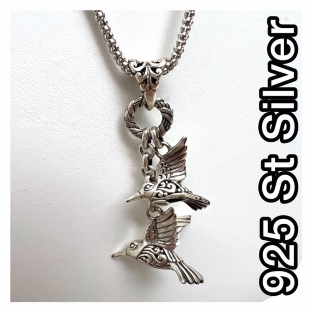 NWT 925 STERLING SILVER HUMMINGBIRDS PENDANT NECKLACE JEWELRY